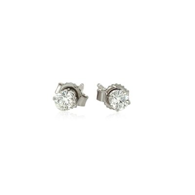 14k White Gold Diamond Four Prong Stud Earrings (1/4 cttw)