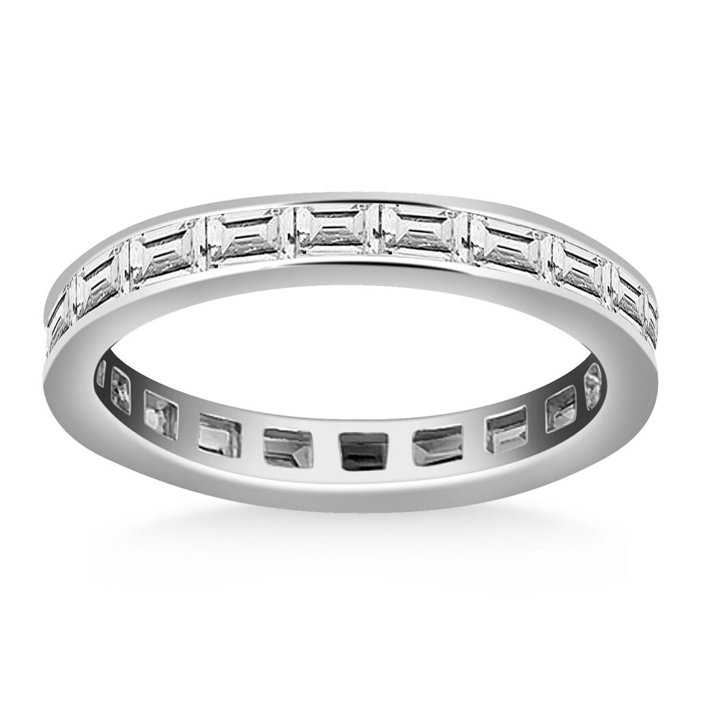 14k White Gold Eternity Ring with Baguette Diamonds