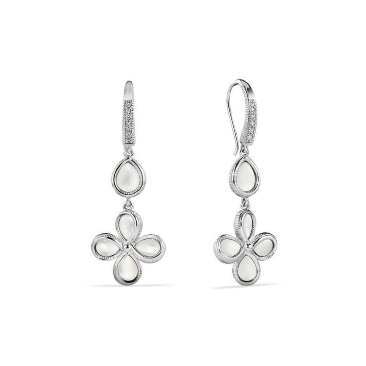 JARDIN PETAL DROP EARRINGS WITH MOTHER OF PEARL AND DIAMONDS