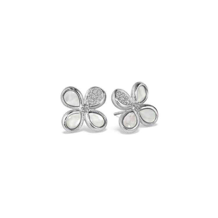JARDIN STUD EARRINGS WITH MOTHER OF PEARL AND DIAMONDS