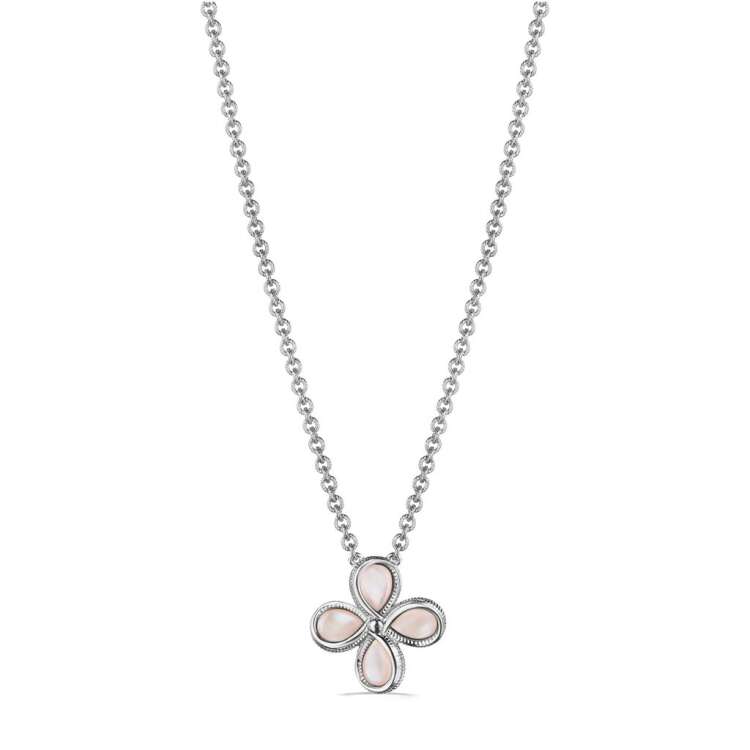 JARDIN FLOWER PENDANT NECKLACE WITH PINK MOTHER OF PEARL