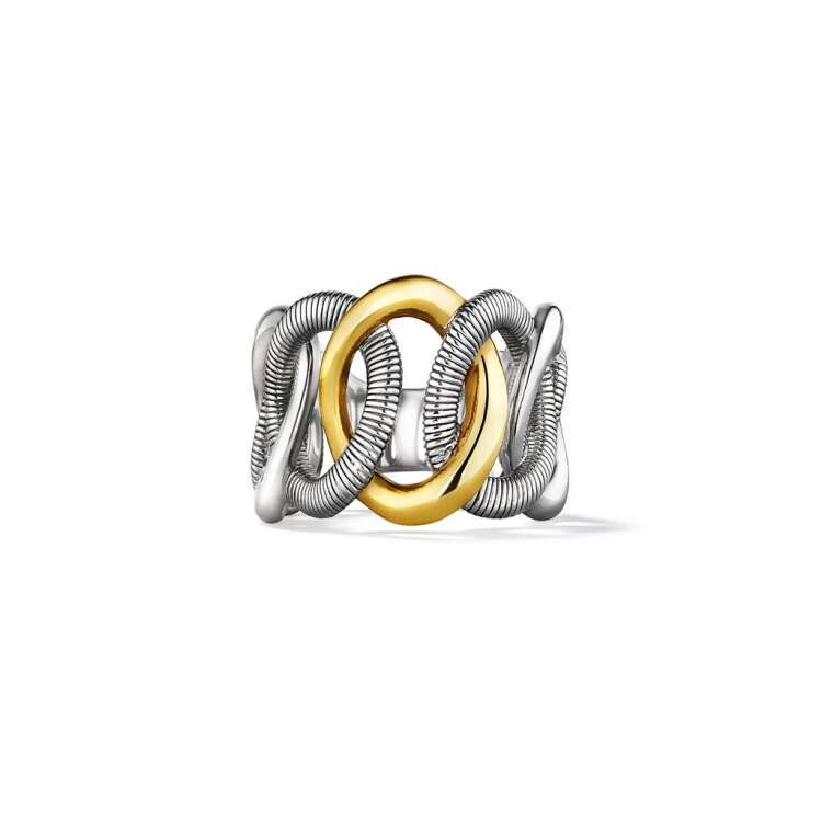 ETERNITY INTERLOCKING LINK BAND RING WITH 18K GOLD