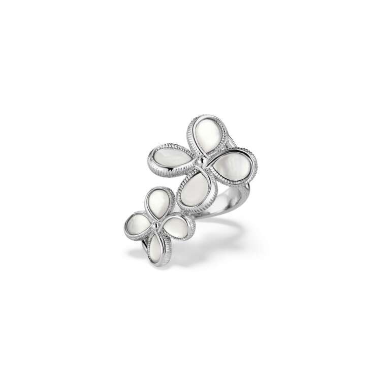 JARDIN DOUBLE FLOWER RING WITH MOTHER OF PEARL
