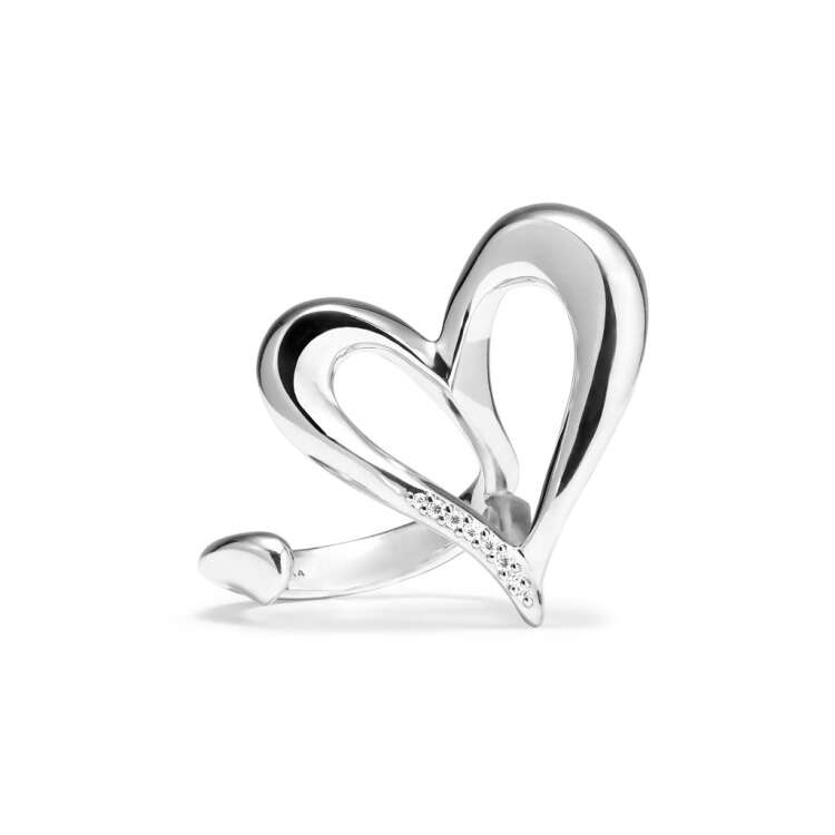 EROS OPEN HEART TWO-FINGER RING WITH DIAMONDS