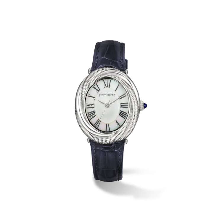ETERNITY WATCH WITH MOTHER OF PEARL, SAPPHIRE AND MIDNIGHT GENUINE CROCODILE STRAP