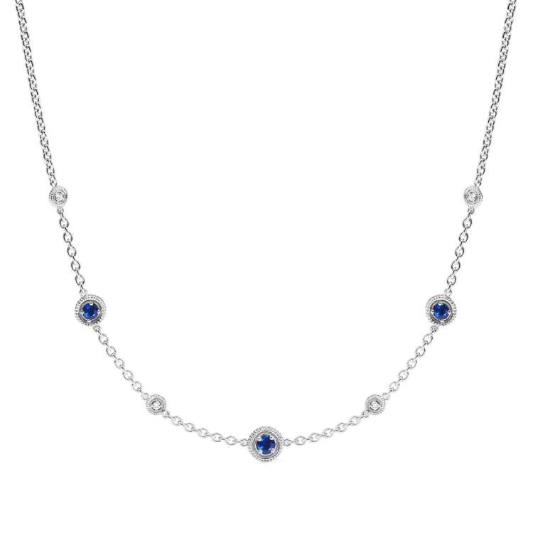 MAX STATION NECKLACE WITH SAPPHIRE AND DIAMONDS