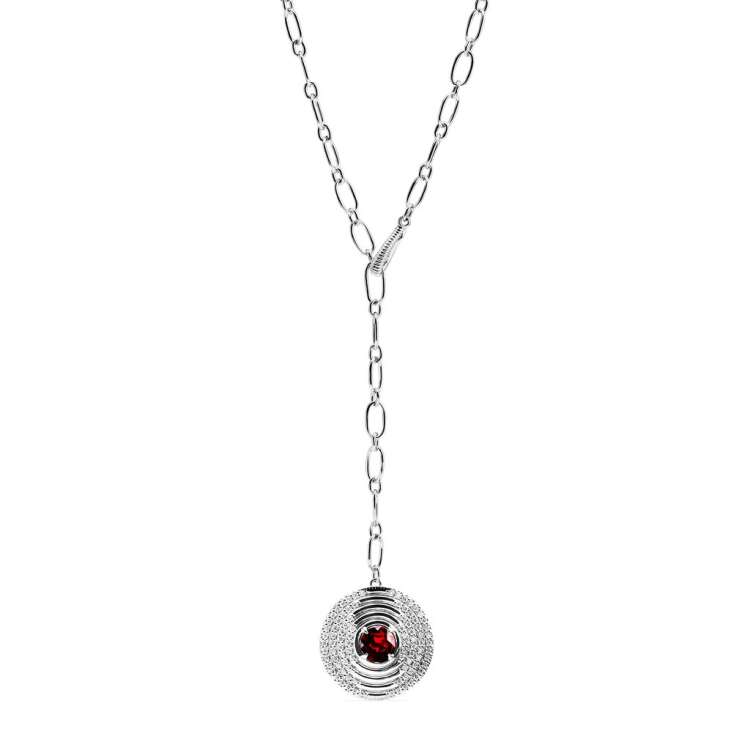 MAX DROP NECKLACE WITH GARNET AND DIAMONDS