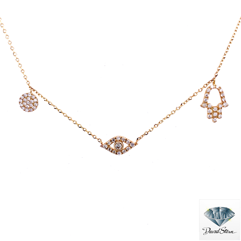 0.22 CT Round Brilliant Diamond Fashionable Necklace in 14kt Yellow Gold.