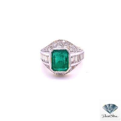 2.15 CT Emerald Emerald Cut Couture Ring in 18kt Yellow Gold