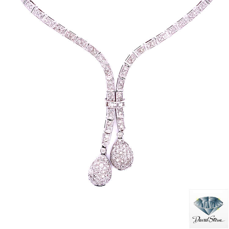 5.90 CT Round Brilliant Cut Diamond Couture Necklace in 18kt White Gold.