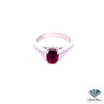 1.31 CT Oval Ruby Faceted Couture Ring in 14kt White Gold