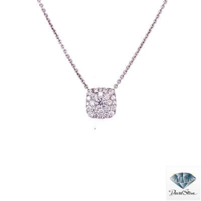 0.80 CT Round Faceted Diamond Couture Necklace in 18kt White Gold.