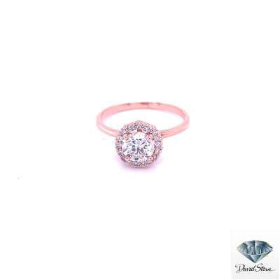 0.85 CT Round Round Brilliant Halo Head Engagement Ring in 14kt Rose Gold
