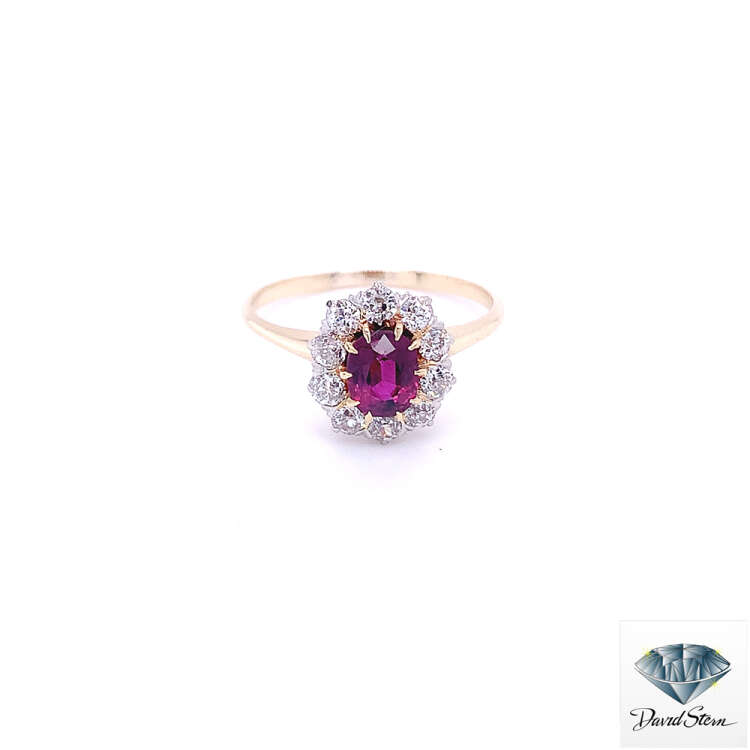 1.00 CT Oval Ruby Faceted Couture Ring in 18kt Yellow Gold