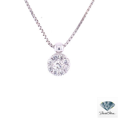 0.30 CT Round Brilliant Diamond Couture Necklace in 14kt White Gold.
