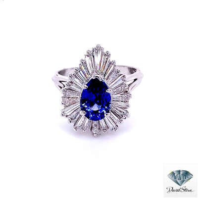 1.81 CT Pear Sapphire Faceted Cluster Ring in 18kt White Gold.