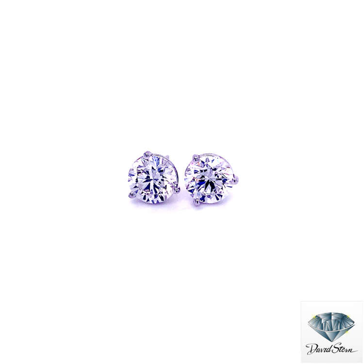 4.00 CT Round Brilliant Cut Lab Grown Diamond Single Stone Earrings in 14kt White Gold