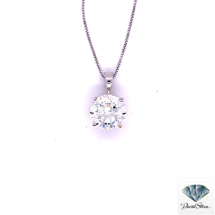 2.00 CT Round Brilliant Cut Lab Grown Diamond Vintage Necklace in 14kt White Gold